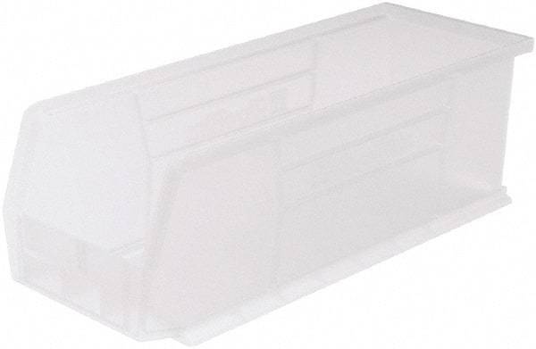 Akro-Mils - 50 Lb. Load Capacity, 14-3/4" Deep, Clear Polymer Hopper Stacking Bin - 5" High x 5-1/2" Wide x 14-3/4" Long - Exact Industrial Supply