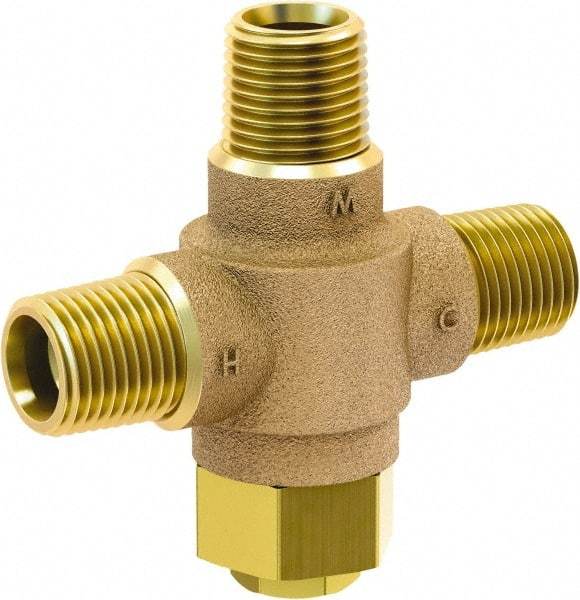 Acorn Engineering - 1/2" Pipe, 125 Max psi, Lead Free Brass Water Mixing Valve & Unit - 4.5 GPM at 45 psi Flow Rate, NPT End Connections - Exact Industrial Supply