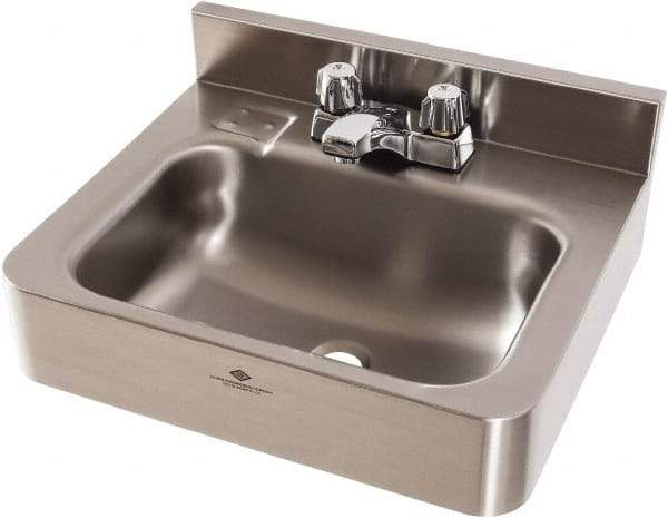 Acorn Engineering - 9-1/2" Long x 14-1/2" Wide Inside, 1 Compartment, Grade 304 Stainless Steel Lavatory Sink-Wall Hung - 16 Gauge, 15" Long x 18" Wide x 7" High Outside, 6" Deep - Exact Industrial Supply