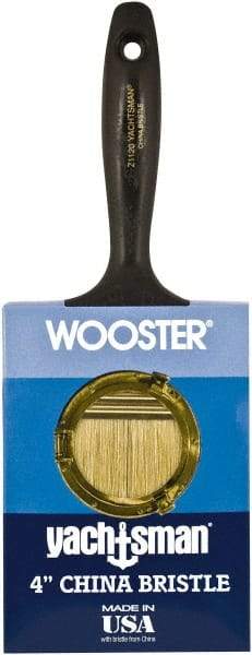Wooster Brush - 4" Flat Hog Wall Brush - 3-3/16" Bristle Length, 6-1/4" Plastic Beavertail Handle - Exact Industrial Supply