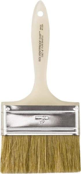 Wooster Brush - 4" Flat Hog Chip Brush - 1-15/16" Bristle Length, 5-5/8" Plastic Beavertail Handle - Exact Industrial Supply