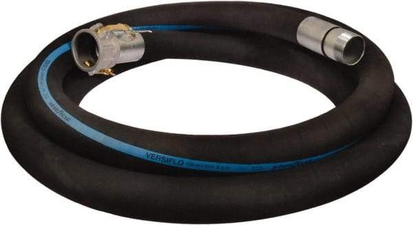 Alliance Hose & Rubber - 6" ID x 6.6 OD, 150 Working psi, Black Synthetic Rubber Water & Discharge Hose - Female Camlock x Male Nipple Ends, 20' Long, -25 to 200°F - Exact Industrial Supply