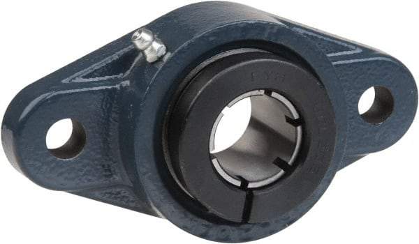 Value Collection - 3/4" ID, 4-7/16" OAL x 1-3/8" OAH 2-Bolt Flange - 1,494 Lb Static Cap, 2,877 Lb Dyn Cap, 3-17/32" Btw Mnt Hole Ctrs, 19/32" Base-to-Ctr Ht, Cast Iron - Exact Industrial Supply