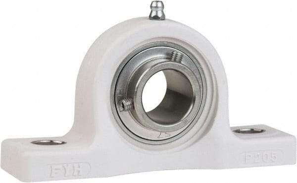 Value Collection - 5/8" ID, 5" OAL x 2-19/32" OAH Pillow Block - 1,495 Lb Static Cap, 2,877 Lb Dyn Cap, 3-3/4" Btw Mnt Hole Ctrs, 1-5/16" Base-to-Ctr Ht, Thermoplastic - Exact Industrial Supply