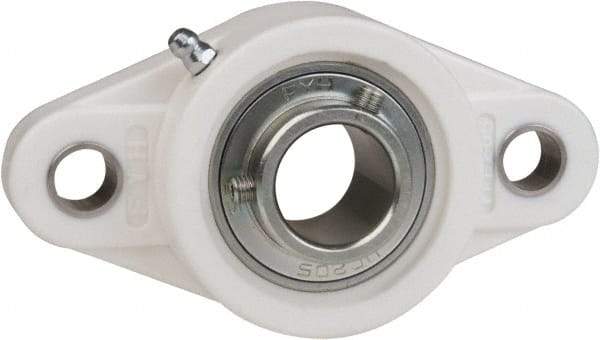 Value Collection - 5/8" ID, 4-7/16" OAL x 1-5/16" OAH 2-Bolt Flange Mounted Bearing - 1,495 Lb Static Cap, 2,877 Lb Dyn Cap, 3-35/64" Btw Mnt Hole Ctrs, 19/32" Base-to-Ctr Ht, Thermoplastic - Exact Industrial Supply