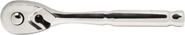Paramount - 1/4" Drive Pear Head Quick-Release Ratchet - Chrome Finish, 5-1/2" OAL, 72 Gear Teeth - Exact Industrial Supply