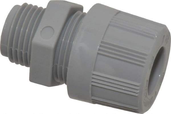 Woodhead Electrical - 4.75 to 6.35mm Capacity, Liquidtight, Straight Strain Relief Cord Grip - 1/2 NPT Thread, Nylon - Exact Industrial Supply