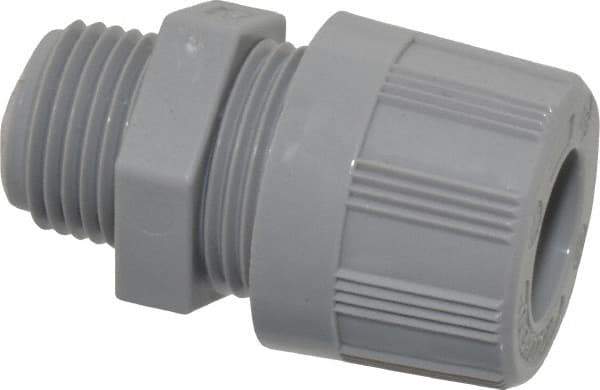 Woodhead Electrical - 6.35 to 7.93mm Capacity, Liquidtight, Straight Strain Relief Cord Grip - 1/2 NPT Thread, Nylon - Exact Industrial Supply