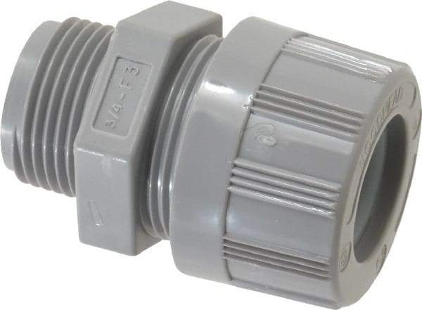 Woodhead Electrical - 12.7 to 15.88mm Capacity, Liquidtight, Straight Strain Relief Cord Grip - 3/4 NPT Thread, Nylon - Exact Industrial Supply