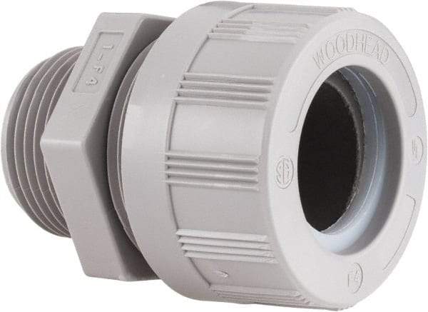 Woodhead Electrical - 20.62 to 23.8mm Capacity, Liquidtight, Straight Strain Relief Cord Grip - 1 NPT Thread, Nylon - Exact Industrial Supply