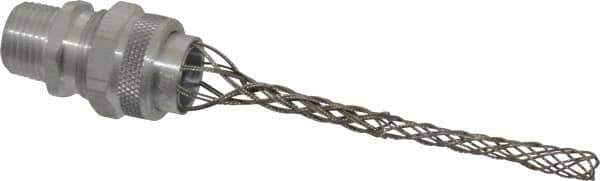 Woodhead Electrical - 6.35 to 9.53mm Capacity, Liquidtight, Straight Strain Relief Cord Grip - 1/2 NPT Thread, 4-1/2" Long, Aluminum - Exact Industrial Supply