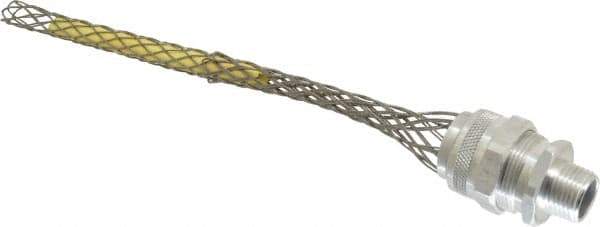 Woodhead Electrical - 15.88 to 19.05mm Capacity, Liquidtight, Straight Strain Relief Cord Grip - 1/2 NPT Thread, 7" Long, Aluminum - Exact Industrial Supply