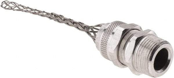 Woodhead Electrical - 6.35 to 9.53mm Capacity, Liquidtight, Straight Strain Relief Cord Grip - 3/4 NPT Thread, 5-5/8" Long, Aluminum - Exact Industrial Supply