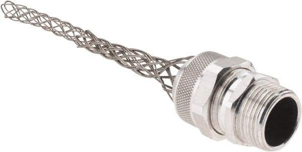 Woodhead Electrical - 11.1 to 14.4mm Capacity, Liquidtight, Straight Strain Relief Cord Grip - 1 NPT Thread, 5-3/4" Long, Aluminum - Exact Industrial Supply