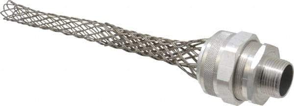 Woodhead Electrical - 25.4 to 28.58mm Capacity, Liquidtight, Straight Strain Relief Cord Grip - 1 NPT Thread, 12-1/4" Long, Aluminum - Exact Industrial Supply