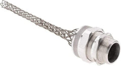 Woodhead Electrical - 19.05 to 22.23mm Capacity, Liquidtight, Straight Strain Relief Cord Grip - 1-1/4 NPT Thread, 9-1/8" Long, Aluminum - Exact Industrial Supply