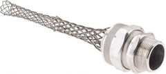 Woodhead Electrical - 28.58 to 31.75mm Capacity, Liquidtight, Straight Strain Relief Cord Grip - 1-1/4 NPT Thread, 13-3/8" Long, Aluminum - Exact Industrial Supply