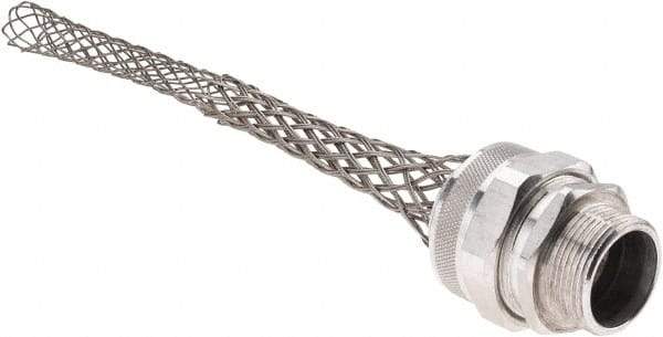 Woodhead Electrical - 31.75 to 34.93mm Capacity, Liquidtight, Straight Strain Relief Cord Grip - 1-1/4 NPT Thread, 12" Long, Aluminum - Exact Industrial Supply