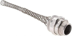 Woodhead Electrical - 31.75 to 34.93mm Capacity, Liquidtight, Straight Strain Relief Cord Grip - 1-1/4 NPT Thread, 12" Long, Aluminum - Exact Industrial Supply