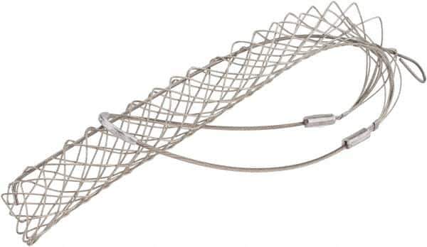 Woodhead Electrical - 1-3/4 to 1.99 Inch Cable Diameter, Tinned Bronze, Single Loop Support Grip - 34 Inch Long, 2,640 Lb. Breaking Strength, 20 Inch Mesh Length - Exact Industrial Supply