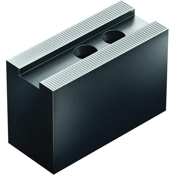 Schunk - 14" Max Chuck Capacity, 1.5mm x 60° Serrated Interface, Square Soft Lathe Chuck Jaw - 3 Jaw, Steel, 43mm Btw Mount Hole Ctrs, 80mm High, 22mm Groove, M20mm Fastener - Exact Industrial Supply