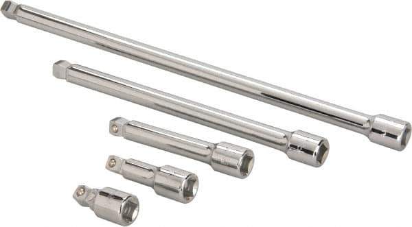Paramount - 1/2" Drive Socket Wobble Extension Set - 5 Pieces, Includes 2, 3, 5, 10, 15" Lengths - Exact Industrial Supply
