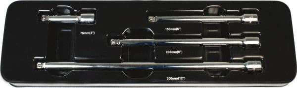 Paramount - 3/8" Drive Socket Wobble Extension Set - 4 Pieces, Includes 3, 6, 8, 12" Lengths - Exact Industrial Supply