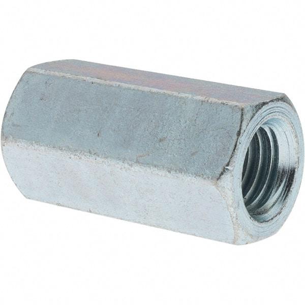 Value Collection - M14x2.00 Metric Coarse, 54mm OAL Steel Standard Coupling Nut - Zinc-Plated Finish, 28mm Width Across Flats - Exact Industrial Supply