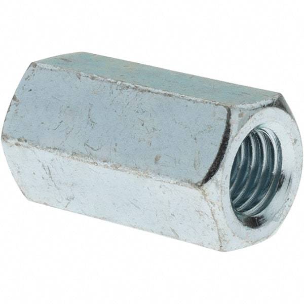 Value Collection - M12x1.75 Metric Coarse, 36mm OAL Steel Standard Coupling Nut - Zinc-Plated Finish, 19mm Width Across Flats, 21.1mm Width Across Points - Exact Industrial Supply