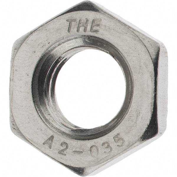 Value Collection - M10x1.50 Metric Coarse Stainless Steel Right Hand Hex Jam Nut - 17mm Across Flats, 5mm High, Zinc Clear Finish - Exact Industrial Supply