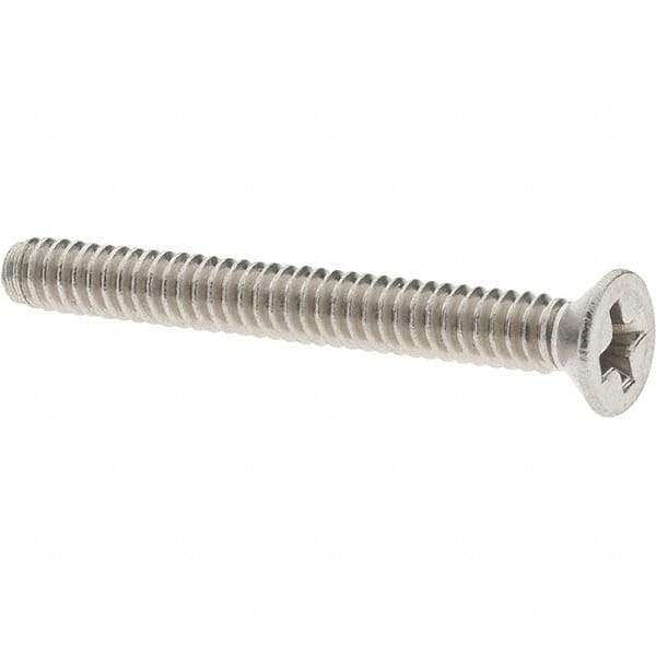 Value Collection - #4-40 UNC, 1" OAL Phillips Drive Machine Screw - Flat Head, Grade 18-8 Stainless Steel, Uncoated, Without Washer - Exact Industrial Supply