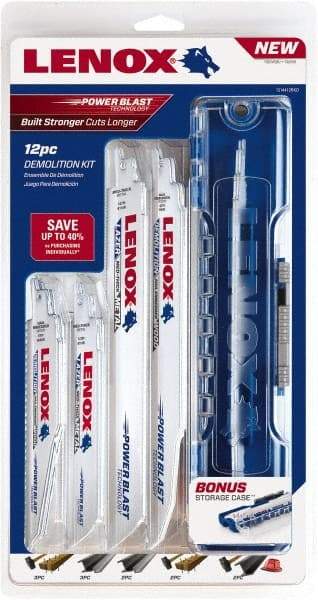 Lenox - 11 Piece, 6" to 9" Long x 0.042" to 0.062" Thick, Bi-Metal Reciprocating Saw Blade Set - Tapered Profile, 6 to 14 Teeth per Inch - Exact Industrial Supply
