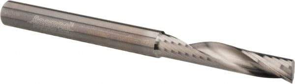 Accupro - 1/4" Cutting Diam x 1-1/4" Length of Cut, 1 Flute, Upcut Spiral Router Bit - Uncoated, Right Hand Cut, Solid Carbide, 3" OAL x 1/4" Shank Diam, Single Edge, 22° Helix Angle - Exact Industrial Supply