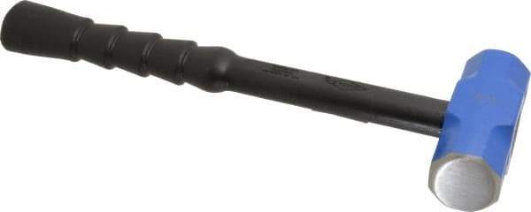 NUPLA - 3 Lb Head, 14" Long Soft Steel Safety Sledge Hammer - Steel Head, 1-1/2" Face Diam, 4-3/4" Long Head, Fiberglass Handle - Exact Industrial Supply