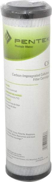 Pentair - 2-5/8" OD, 1µ, Carbon Impregnated Cellulose Pleated-Dual Purpose-Powder Activated Cartridge Filter - 9-3/4" Long, Reduces Tastes, Odors & Sediments - Exact Industrial Supply