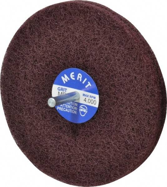 Merit Abrasives - 5" Diam, Medium Mounted Scrubber Buffing Wheel - 2 Ply, Medium Grade, 1/4" Shank Diam, 4,000 RPM - Exact Industrial Supply
