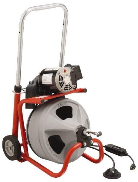 Ridgid - Electric Battery Drain Cleaning Machine - For 3" to 4" Pipe, 75' Cable - Exact Industrial Supply