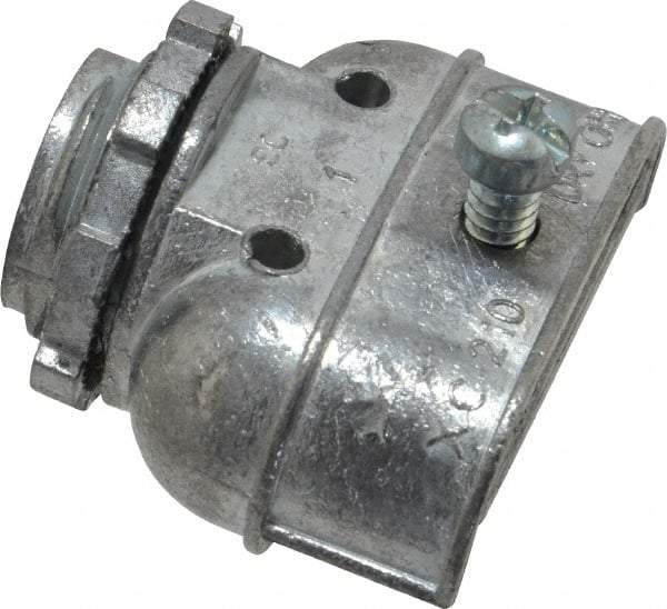 Thomas & Betts - 3/8" Trade, Die Cast Zinc Squeeze Clamp Straight FMC Conduit Connector - Noninsulated - Exact Industrial Supply