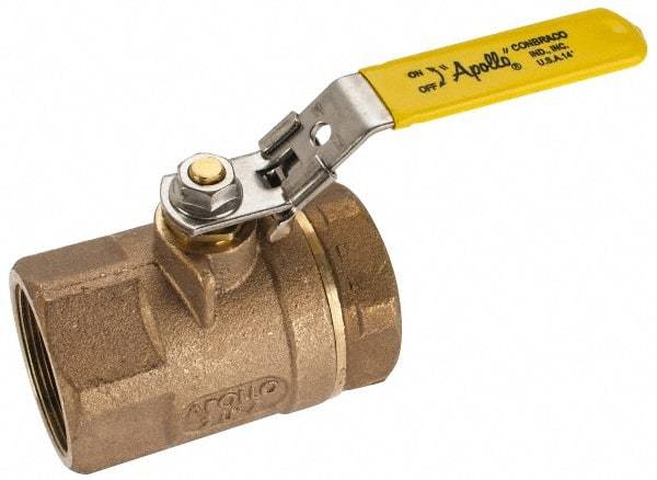 Apollo - 2" Pipe, Standard Port, Bronze Standard Ball Valve - 2 Piece, NPT Ends, Locking Lever Handle, 600 WOG, 150 WSP - Exact Industrial Supply