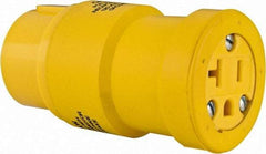 Woodhead Electrical - 1 Outlet, 125 VAC, 20 Amp, Yellow, Single Outlet Adapter - 5-20 NEMA Configuration, CSA Certified, CSA File LR6837, UL File E10176 - Exact Industrial Supply