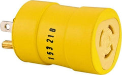 Woodhead Electrical - 1 Outlet, 125 VAC, 15 Amp, Yellow, Single Outlet Adapter - 5-15, L5-15 NEMA Configuration, CSA Certified, CSA File LR6837, UL File E10176, UL Listed - Exact Industrial Supply