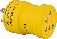 Woodhead Electrical - 1 Outlet, 125 VAC, 20 Amp, Yellow, Single Outlet Adapter - 5-20, L5-20 NEMA Configuration, CSA Certified, CSA File LR6837, UL File E10176, UL Listed - Exact Industrial Supply