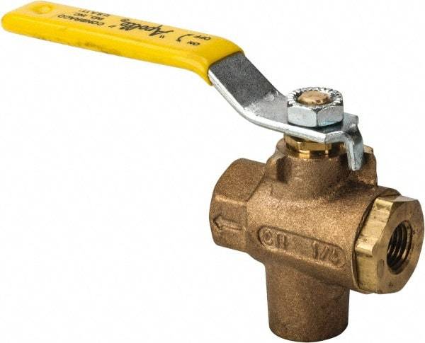 Apollo - 1/4" Pipe, Full Port, Bronze Standard Ball Valve - 2 Piece, Inline - One Way Flow, FNPT x FNPT Ends, Lever Handle, 125 WOG - Exact Industrial Supply