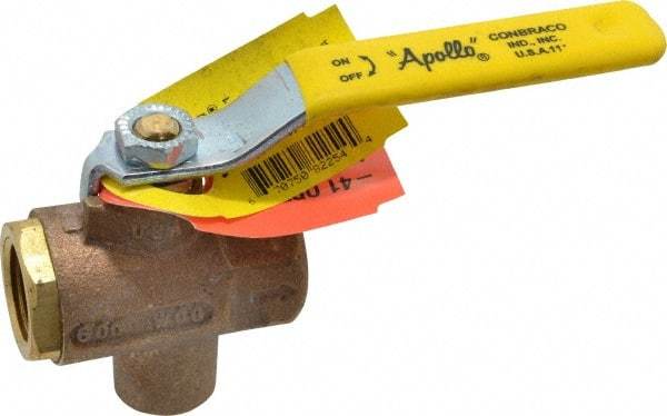 Apollo - 1/2" Pipe, Full Port, Bronze Standard Ball Valve - 2 Piece, Inline - One Way Flow, FNPT x FNPT Ends, Lever Handle, 125 WOG - Exact Industrial Supply