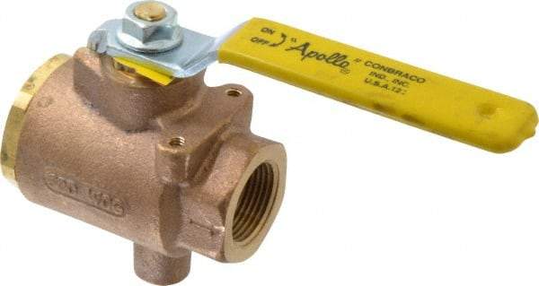 Apollo - 1" Pipe, Full Port, Bronze Standard Ball Valve - 2 Piece, Inline - One Way Flow, FNPT x FNPT Ends, Lever Handle, 125 WOG - Exact Industrial Supply