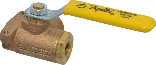 Apollo - 1/4" Pipe, Standard Port, Bronze Standard Ball Valve - Three Way, FNPT x FNPT x FNPT Ends, Lever Handle, 400 WOG - Exact Industrial Supply