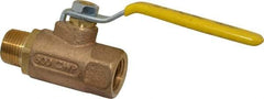 Apollo - 1/2" Pipe, Standard Port, Bronze Standard Ball Valve - 2 Piece, Inline - One Way Flow, MNPT x FNPT Ends, Lever Handle, 600 WOG, 150 WSP - Exact Industrial Supply