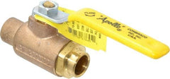 Apollo - 1/2" Pipe, Standard Port, Bronze Standard Ball Valve - Three Way, Soldered x Soldered Ends, Lever Handle, 400 WOG - Exact Industrial Supply