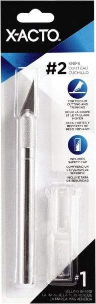 X-ACTO - Steel Precision Cutter with 1 Blade - #2 Large Fine Point Blade, Aluminum Handle - Exact Industrial Supply