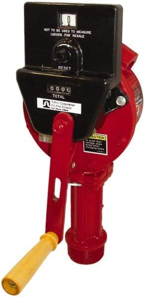 Tuthill - 3/4" Outlet, Cast Aluminum Hand Operated Rotary Pump - 12.8 oz per Stroke, 24" OAL, For Gasoline, Diesel Fuel, Lightweight Oil & Kerosene - Exact Industrial Supply
